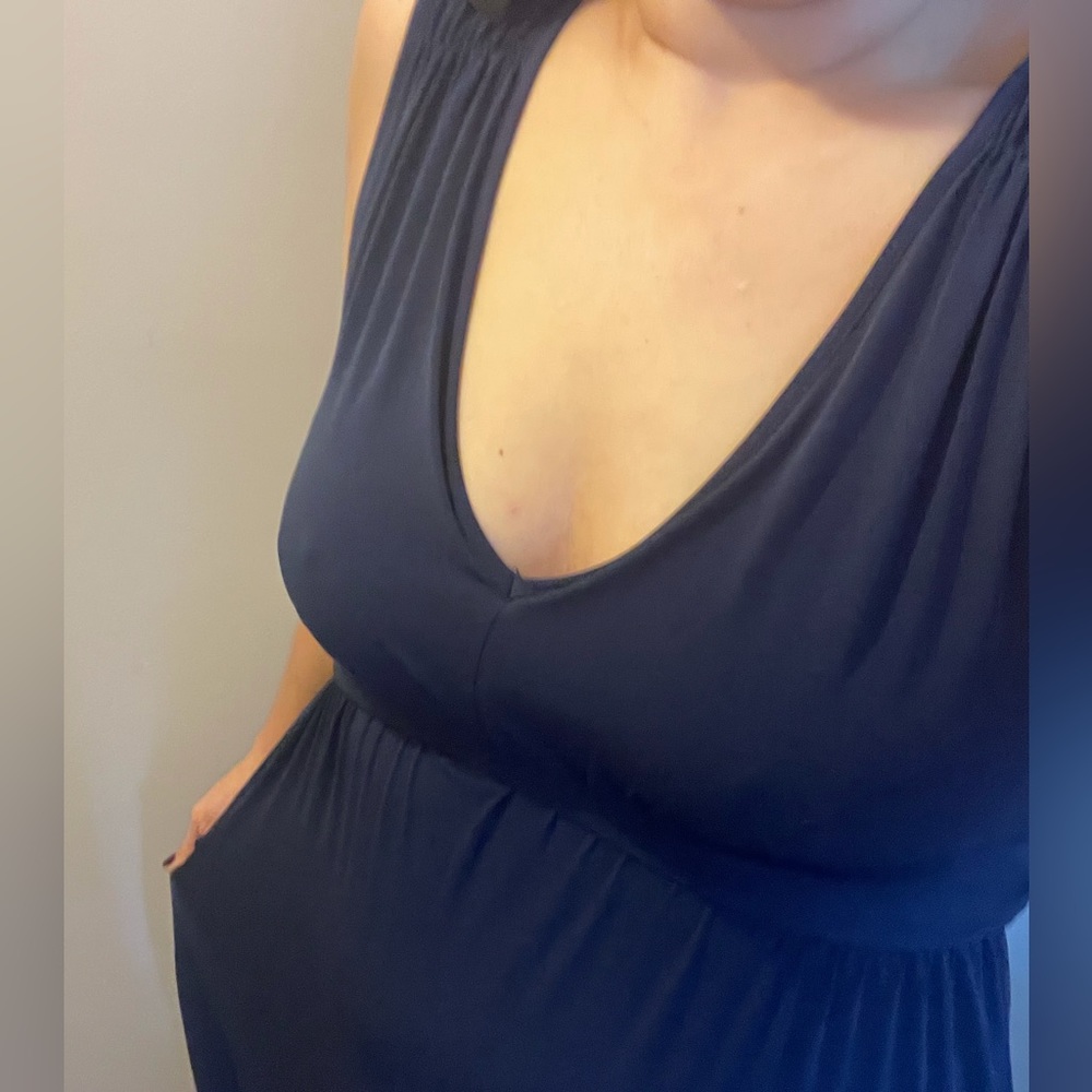 NWT Navy Blue Long Maxi Dress size S Small sleeveless empire waist flattering